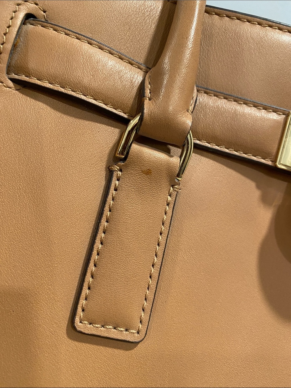 Michael Kors Caramel Tan Leather Satchel with Gold Hardware - Picture 2 of 4